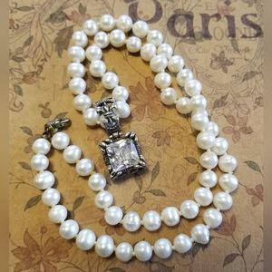 Silpada Zirconia Uptown Pendant on Pearl Necklace